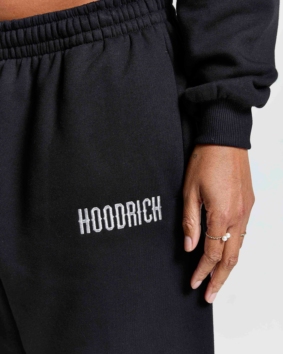 Solace Oversized Wide Leg Jogger - Black/Silver Rhinestone