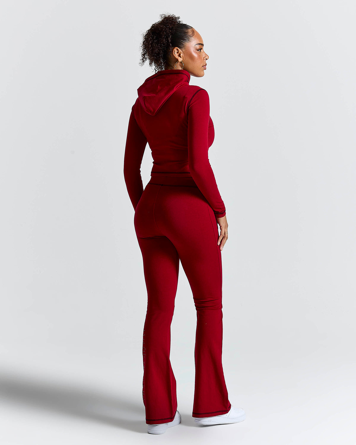 Sweat à capuche zippé ajusté Gleam - Rouge/Noir