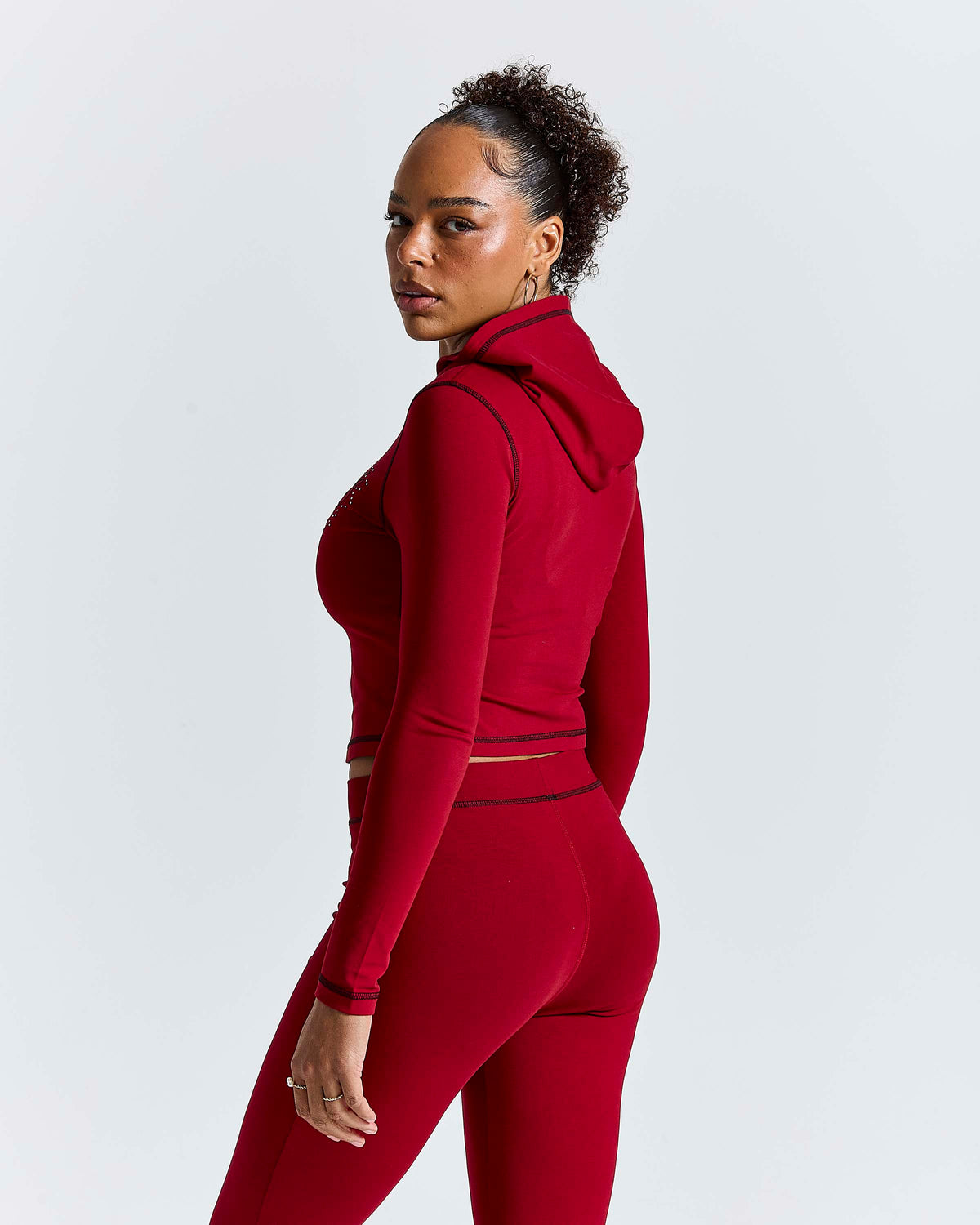 Sweat à capuche zippé ajusté Gleam - Rouge/Noir