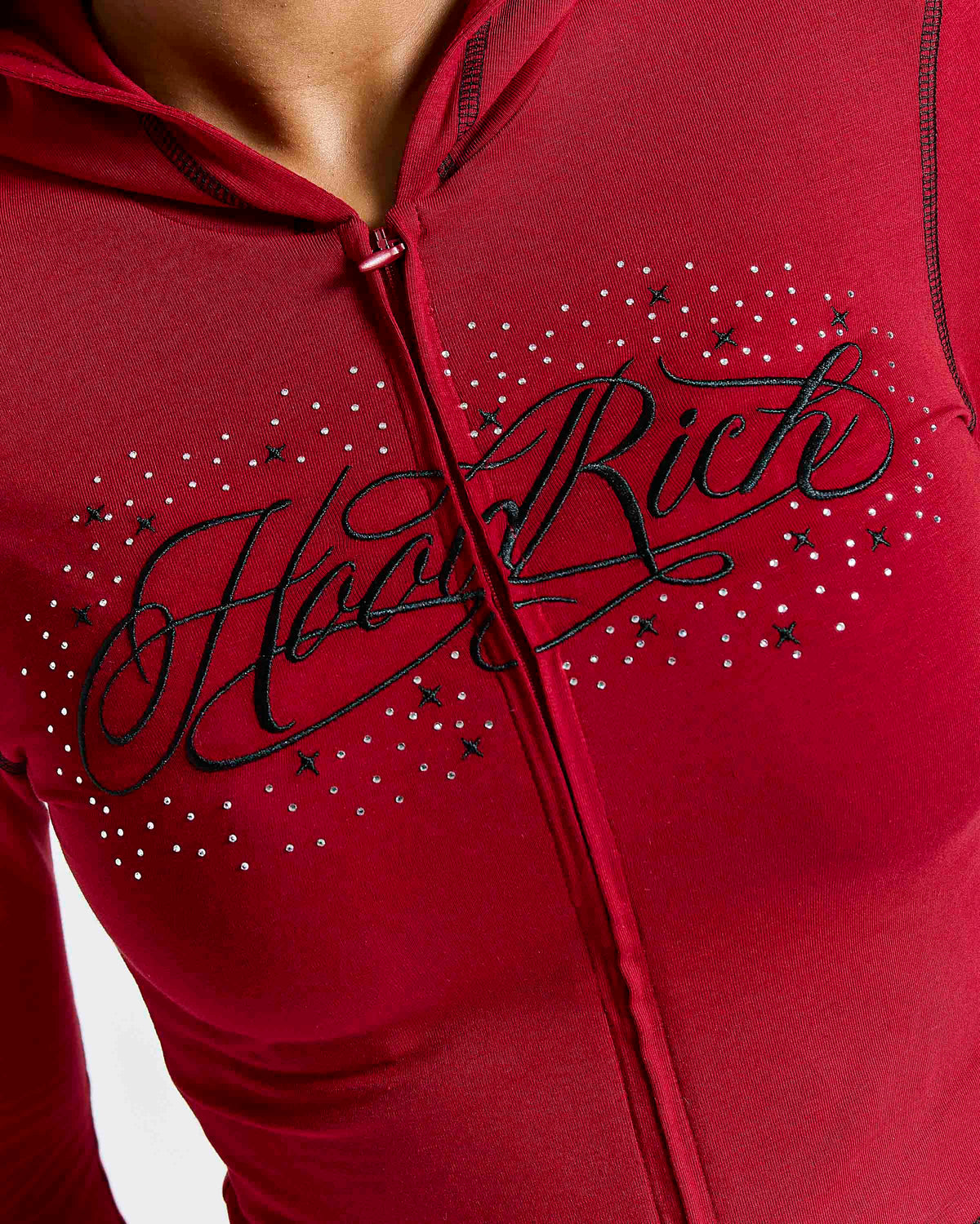 Sweat à capuche zippé ajusté Gleam - Rouge/Noir