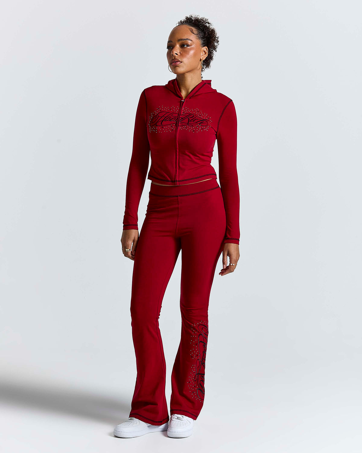 Sweat à capuche zippé ajusté Gleam - Rouge/Noir