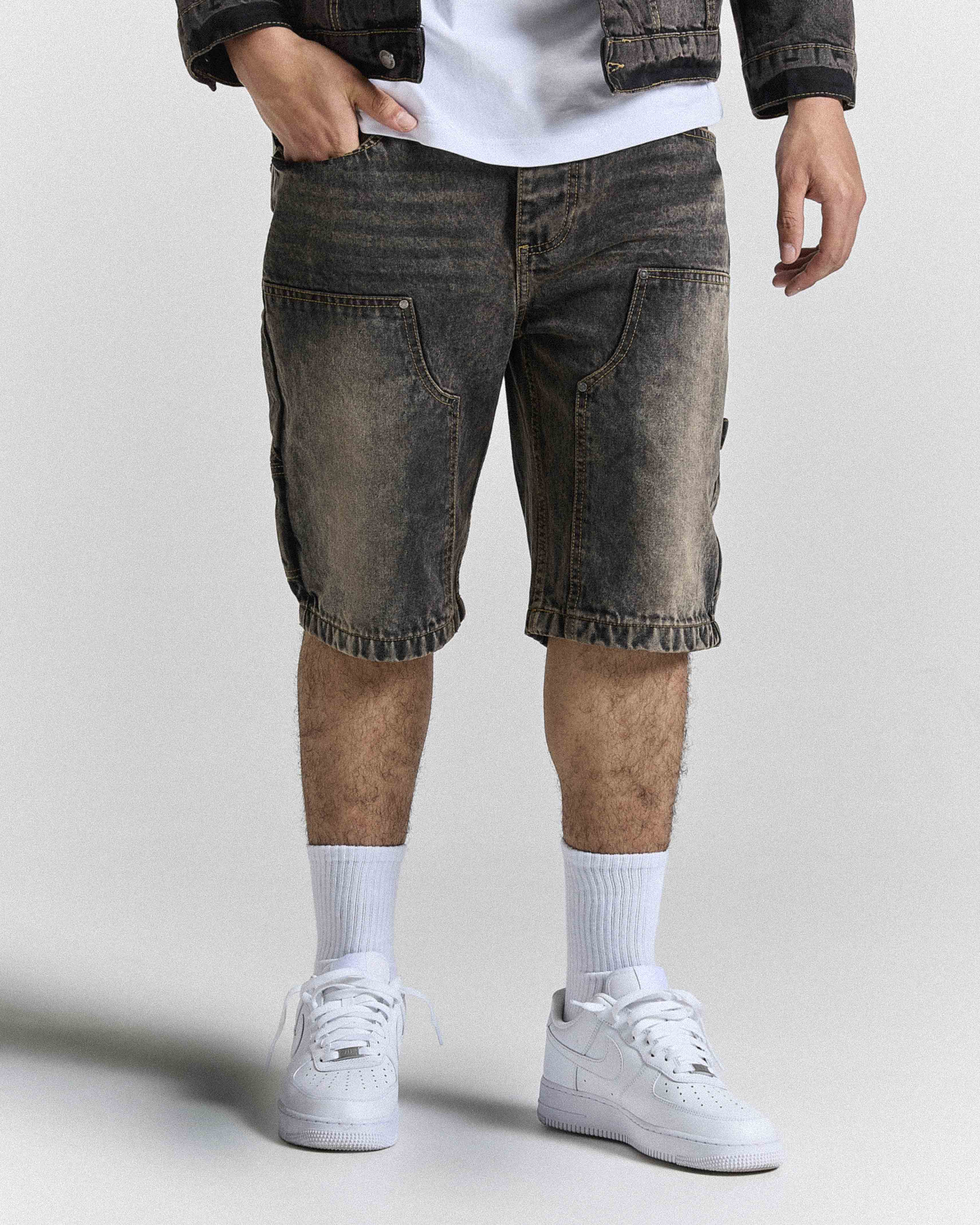 Shadow Rust Denim Carpenter Jorts - Black Wash