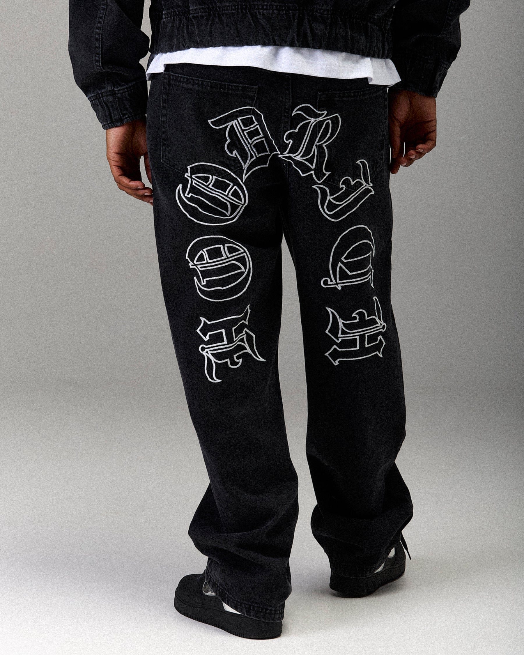 The Winner's Circle Denim Trousers - Black/White