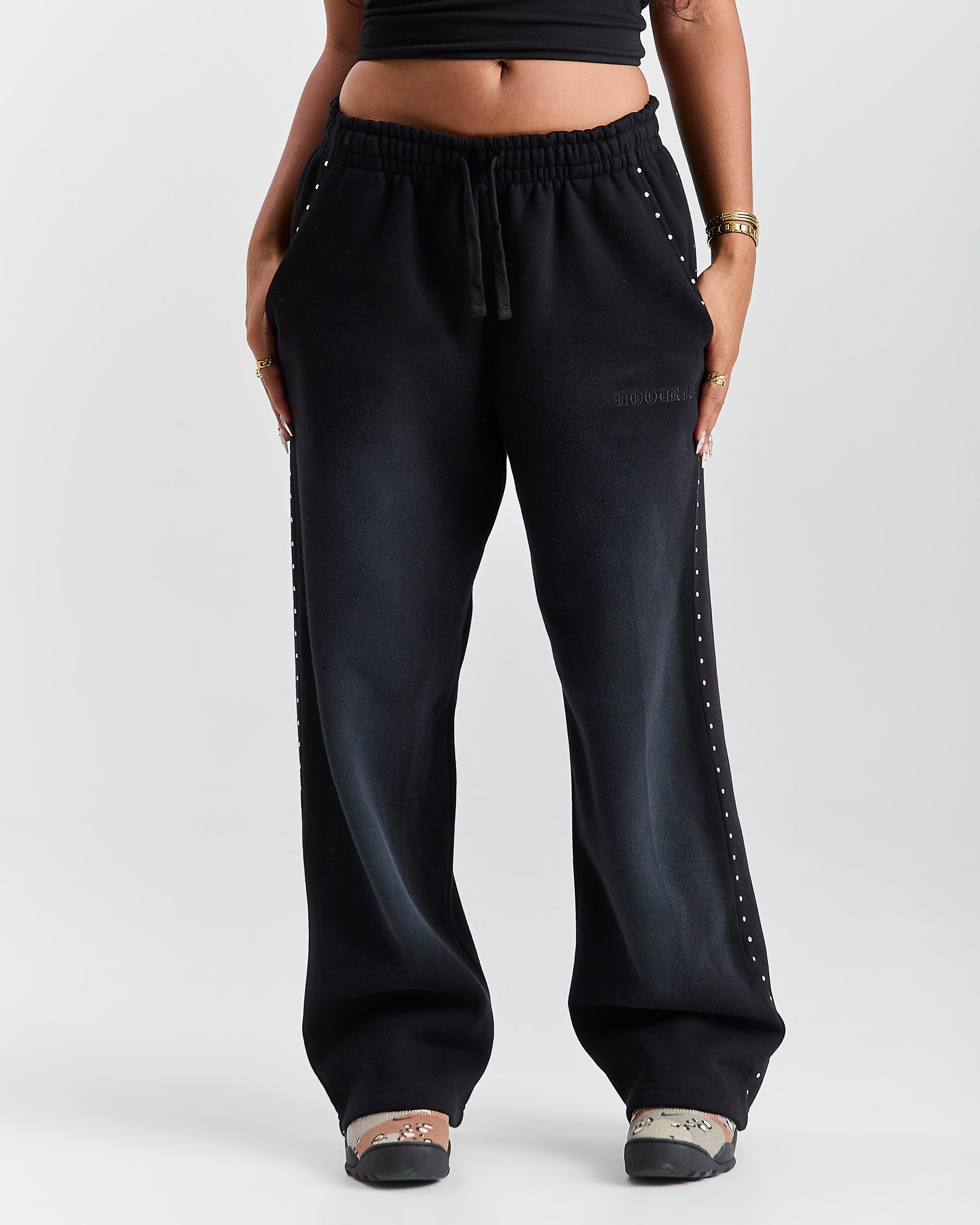 Aspen Wide Leg Joggers - Black