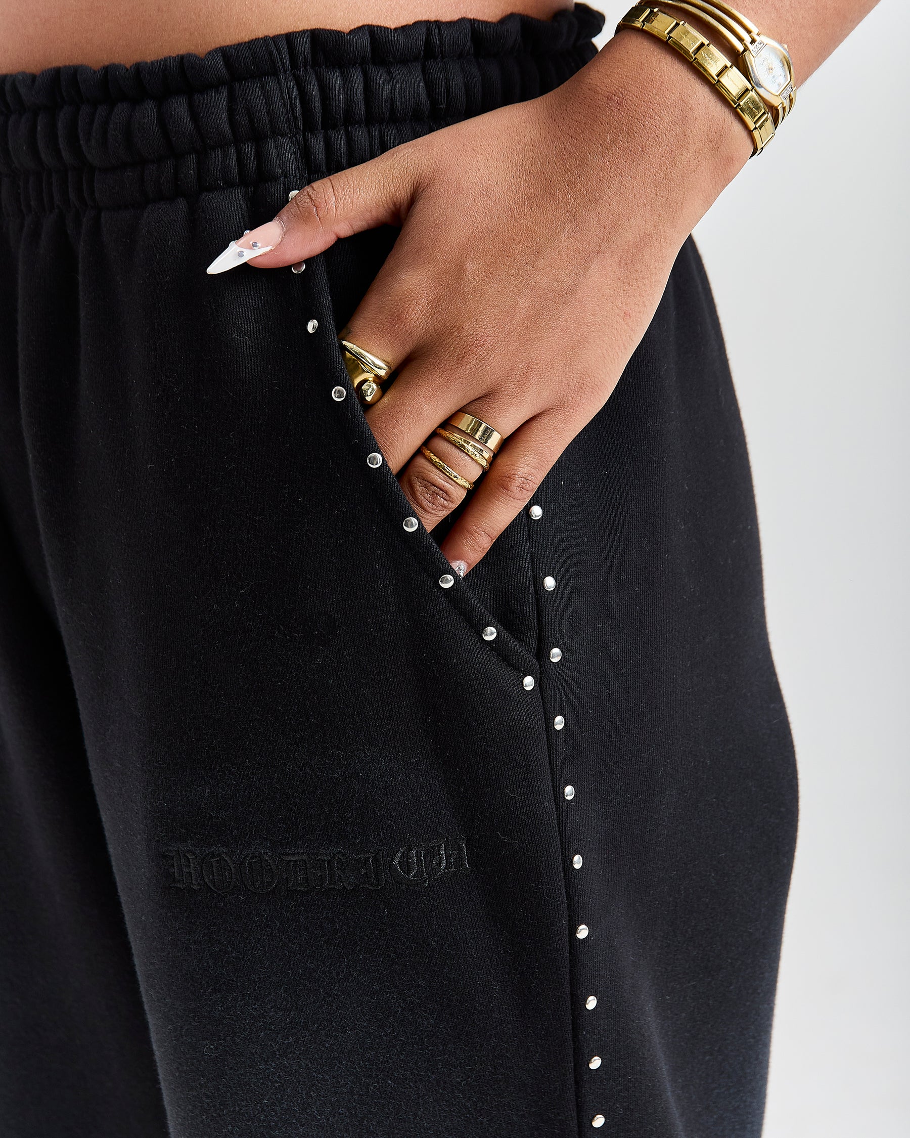 Aspen Wide Leg Joggers - Black