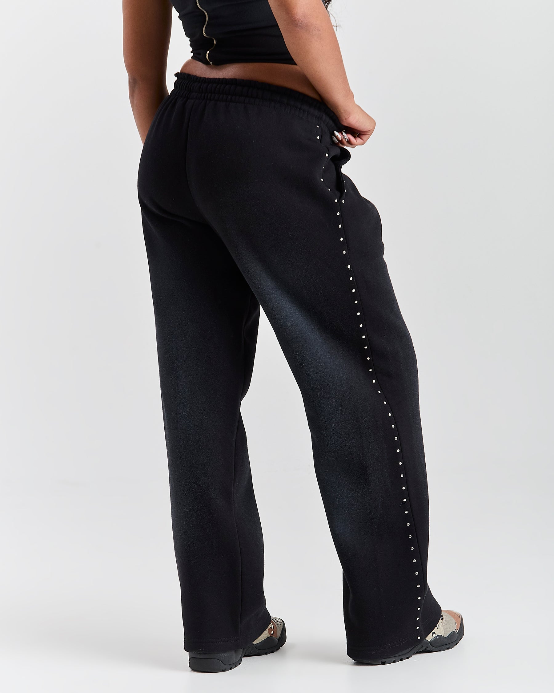 Aspen Wide Leg Joggers - Black