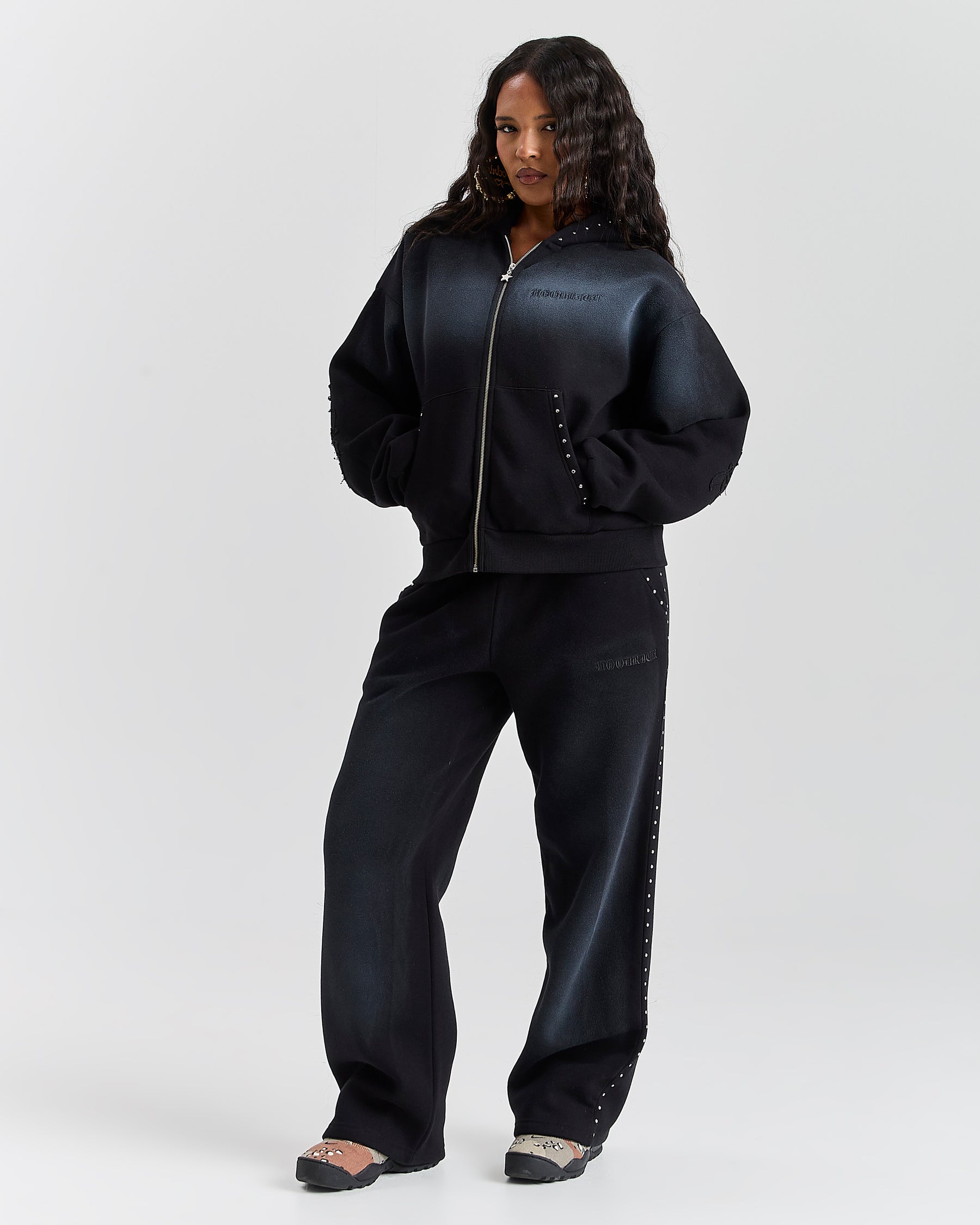 Aspen Wide Leg Joggers - Black