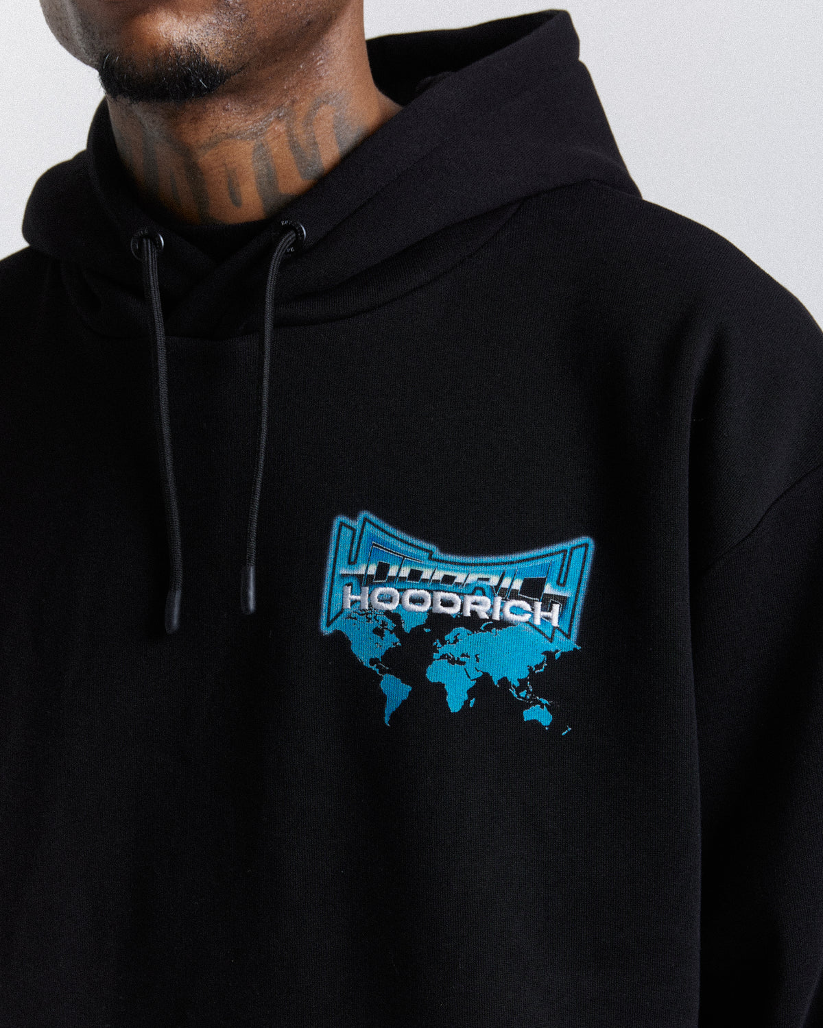 Sweat à capuche oversize Worldwide - Noir/Blanc/Bleu