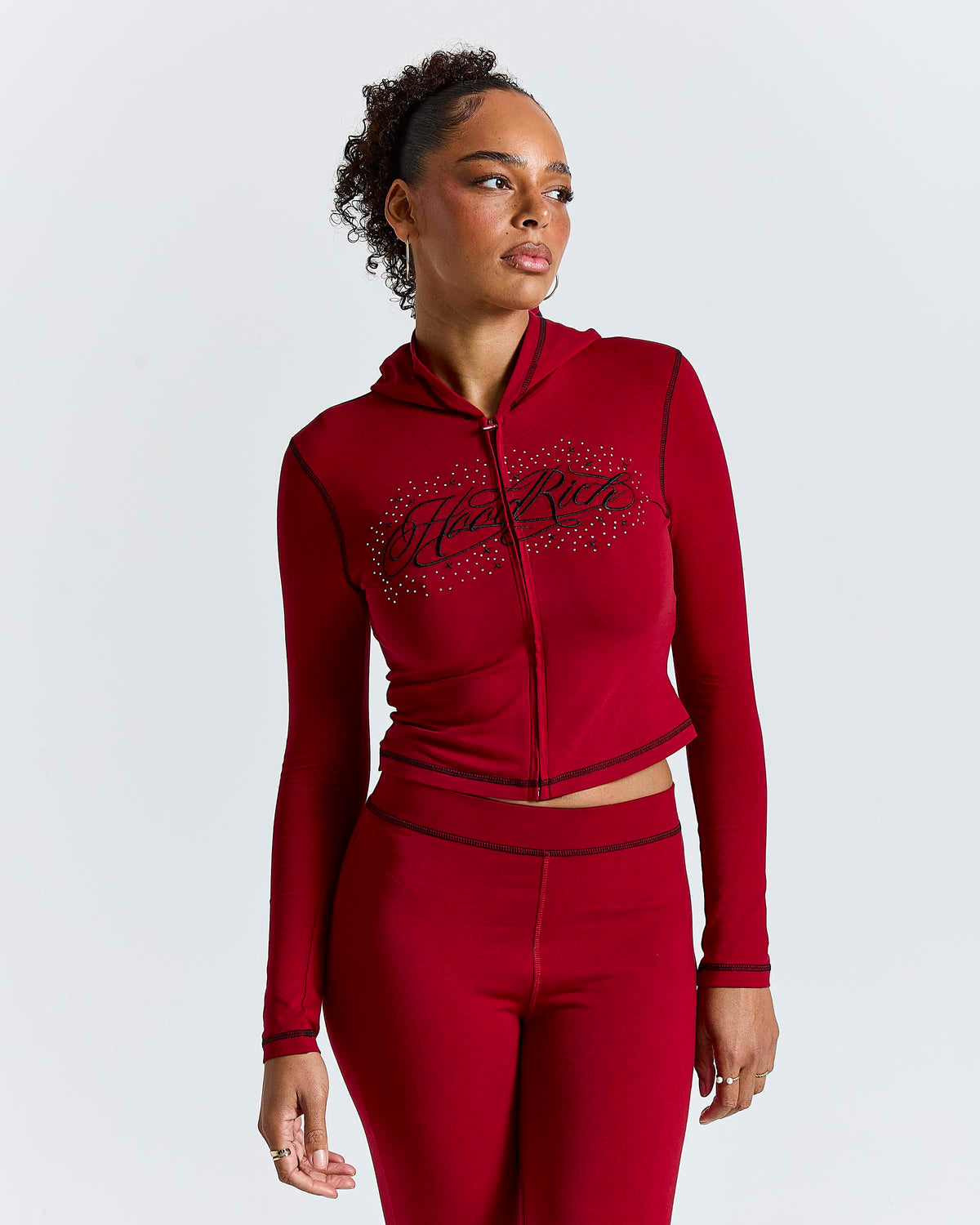 Gleam Fitted Zip Hoodie - Red/Black