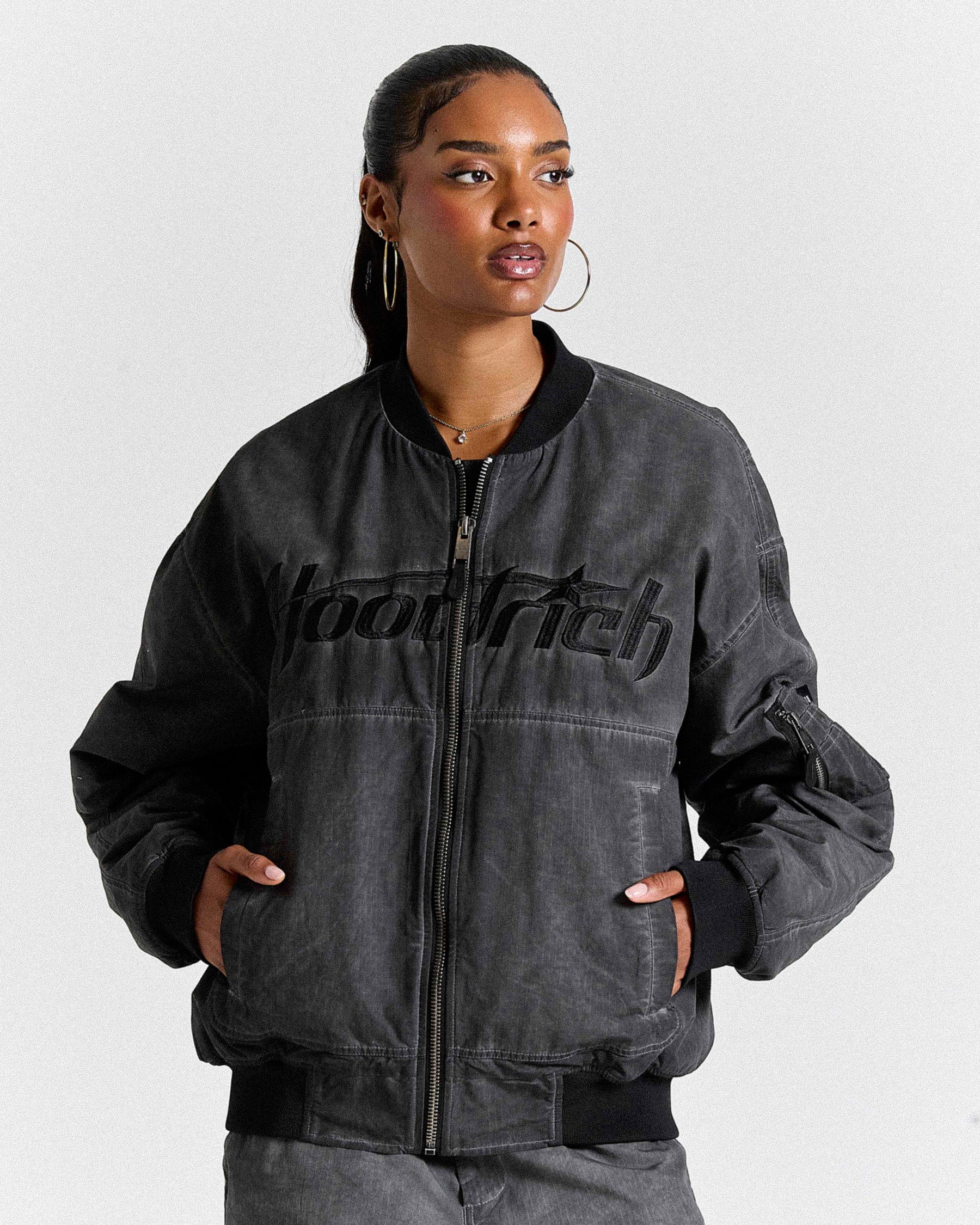 Cast Ripstop Varsity Jacket - Washed Black