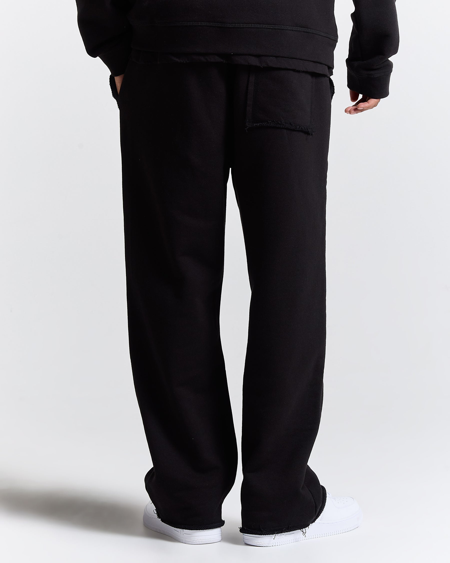 Fray Wide Leg Jogger - Black