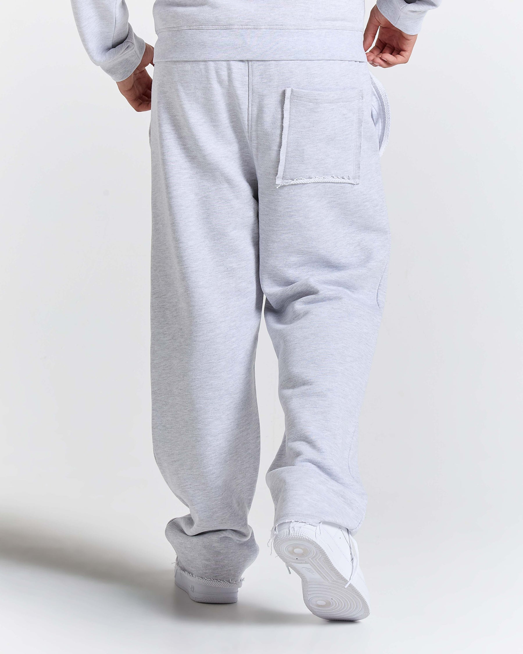 Fray Wide Leg Jogger - Grey Marl