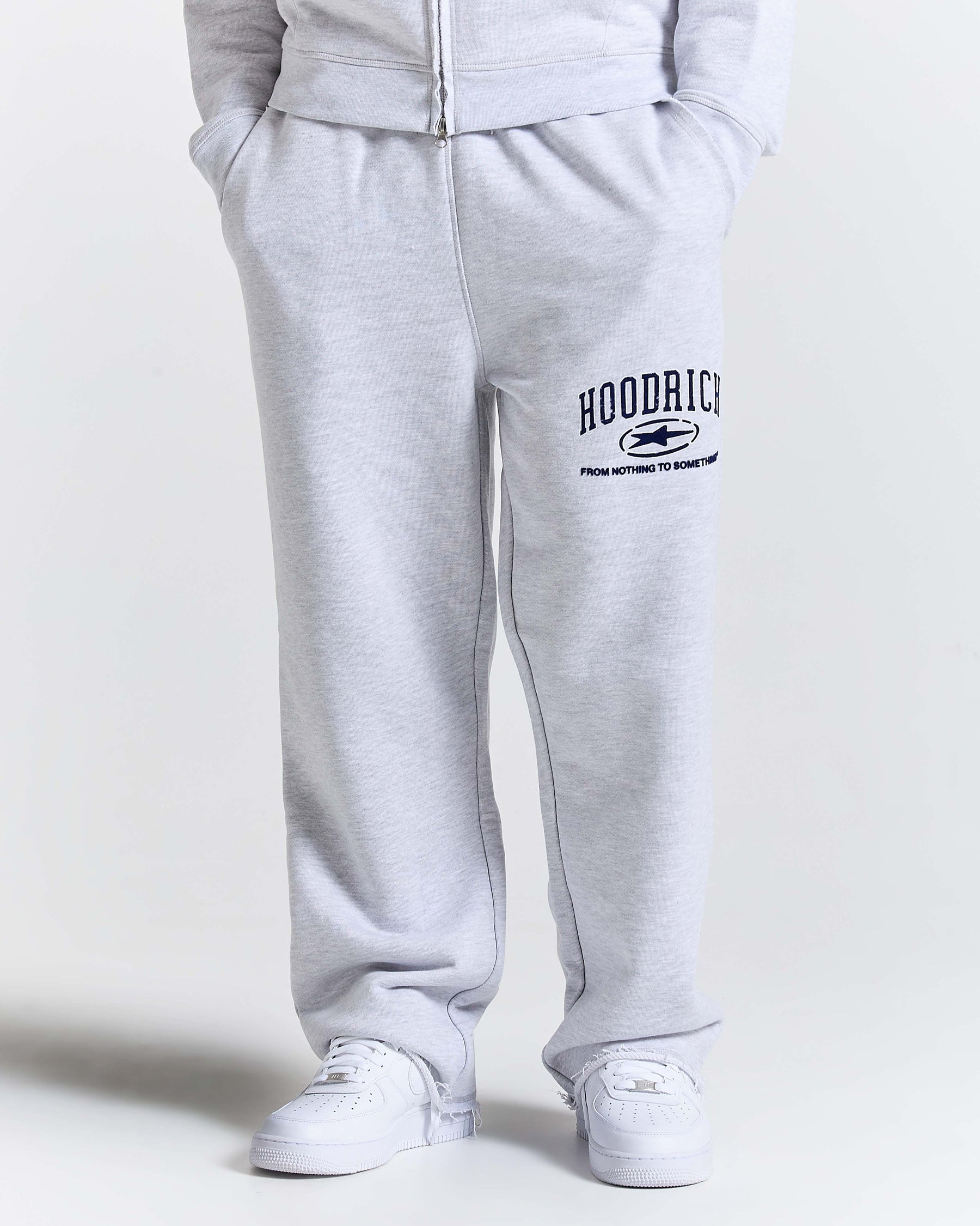 Fray Wide Leg Jogger - Grey Marl