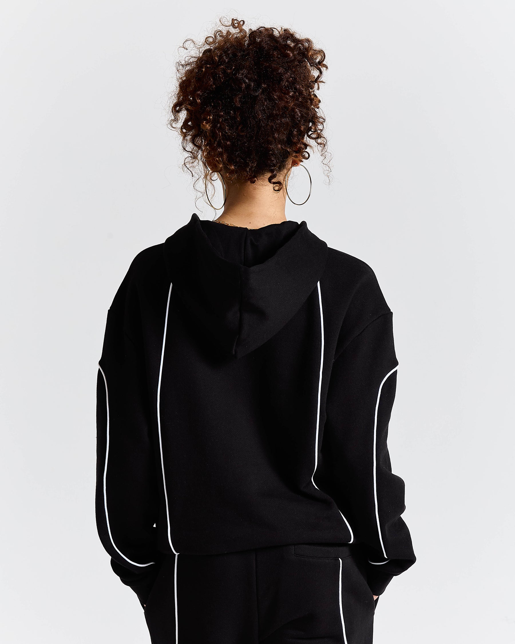 Trace Zip Relaxed Fit Hoodie - Black