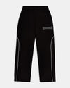 Oversized black joggers with white piping detail and Hoodrich logo embroidery.