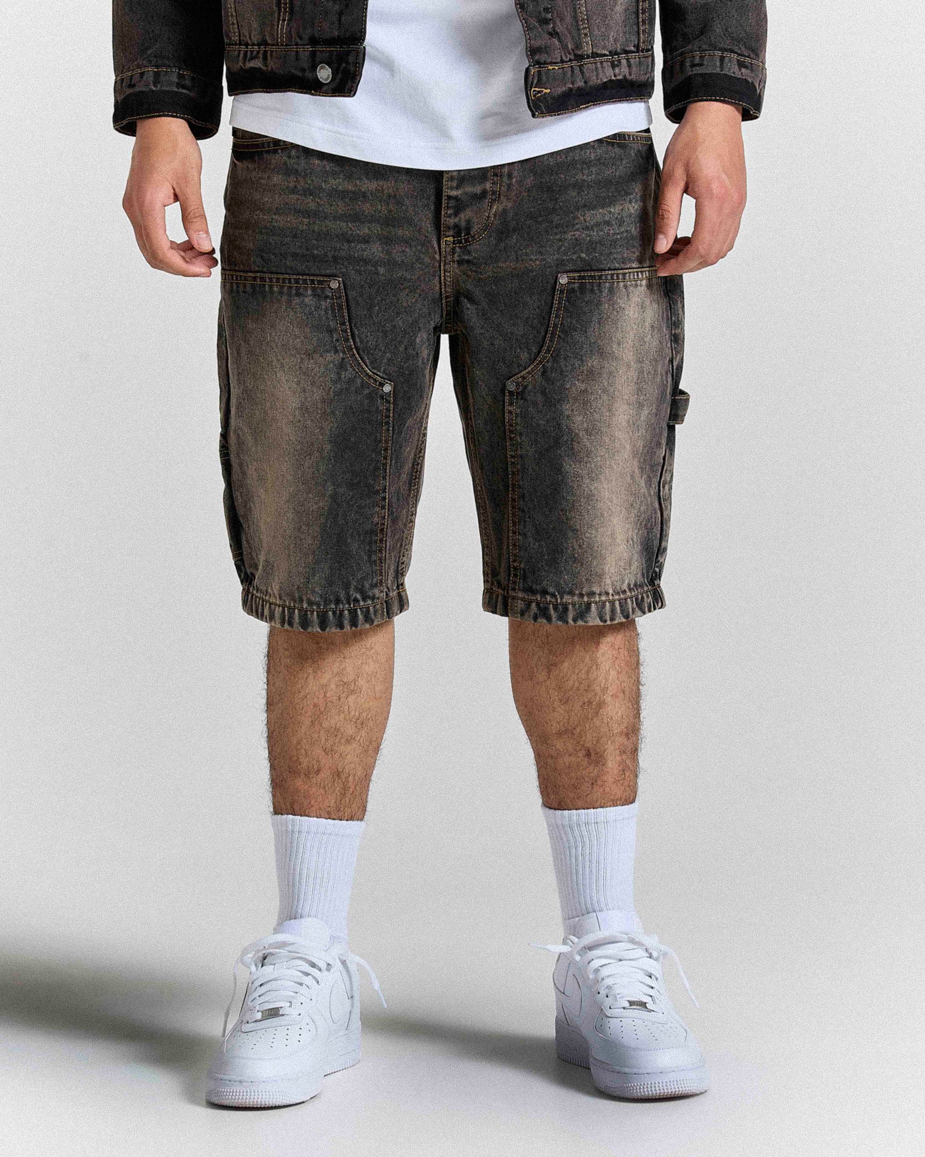 Shadow Rust Denim Carpenter Jorts - Black Wash