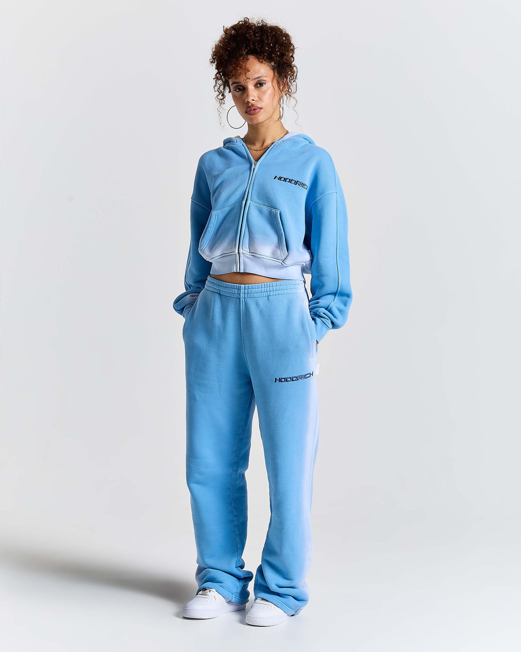 Women's Ghost Boxy Fit Zip Hoodie - Blue