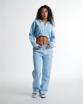 Dusk Full Zip Cropped Hoodie - Blue/White