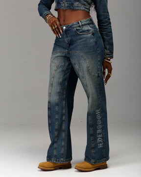 The Winner's Circle Snowdrift Wide Leg Jeans - Dirty Wash