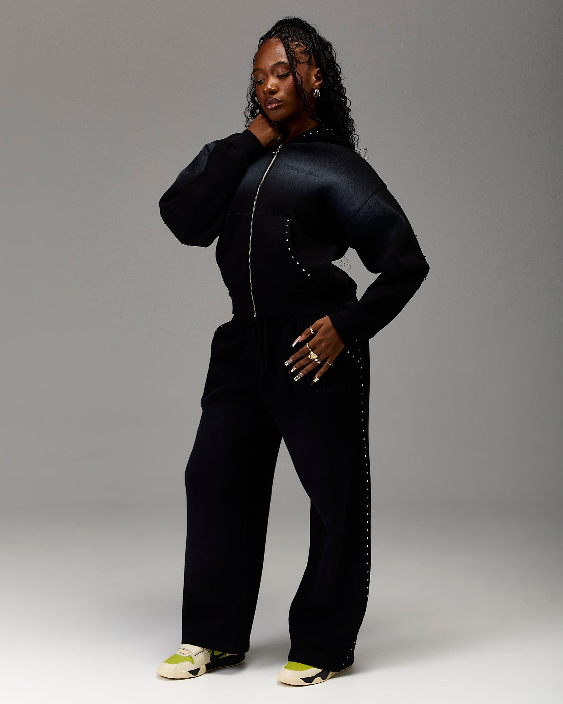 The Winner's Circle Aspen Mid Length Zip Hoodie - Black Wash