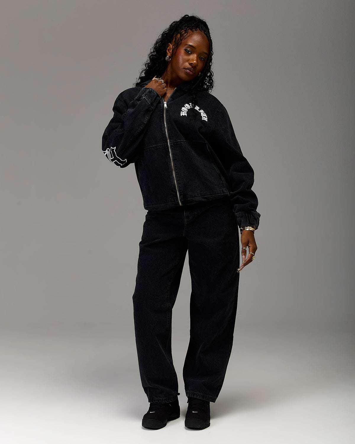 The Winner's Circle Denim Trousers - Black/White