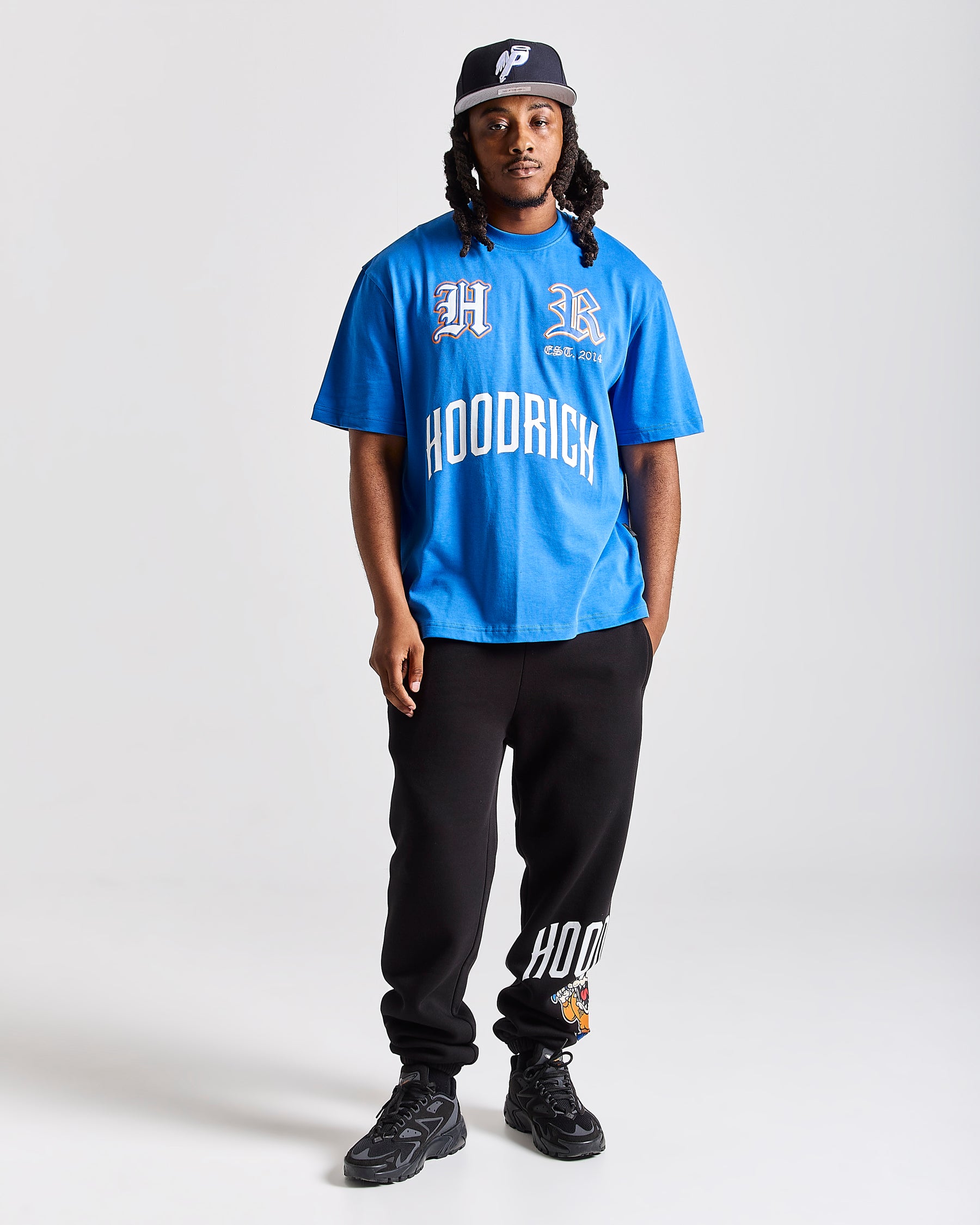 Menace Oversized T-Shirt - Blue/Black/Orange