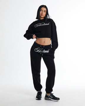 Figure Joggers - Black/White/Rhinestone