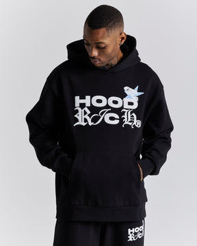 Surveillance Oversized Hoodie - Black/White/Blue