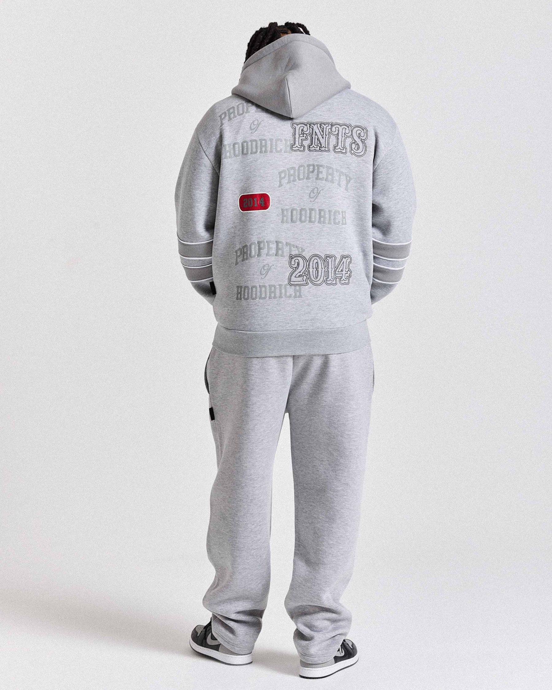 Varsite Oversized Zip Hoodie - Grey/White