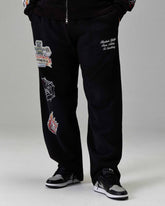 The Winner's Circle Phase Oversized Open Hem Joggers - Black