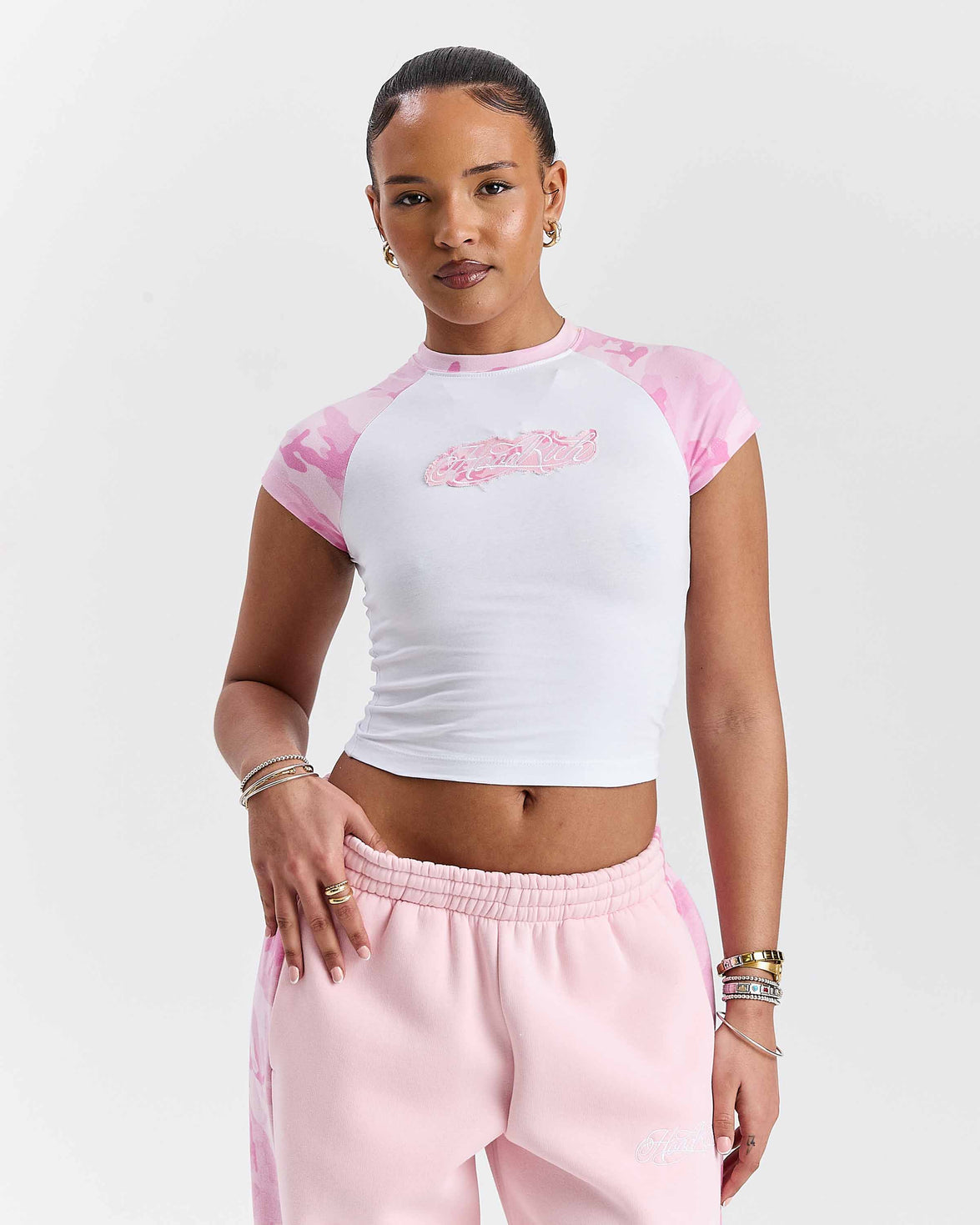 Field Fitted Tee - White/Pink Camo