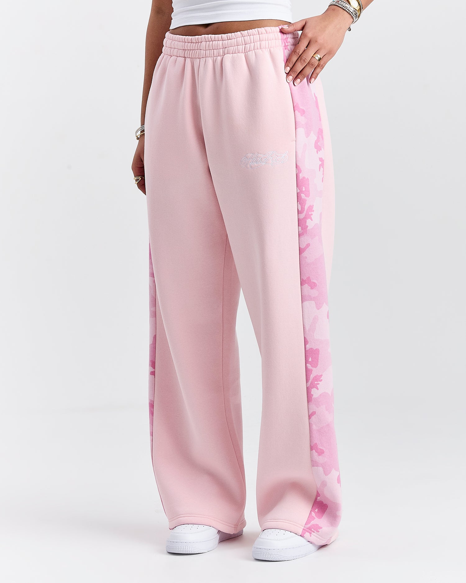 Field Oversized Wide Leg Joggers - Pink/White/Camo