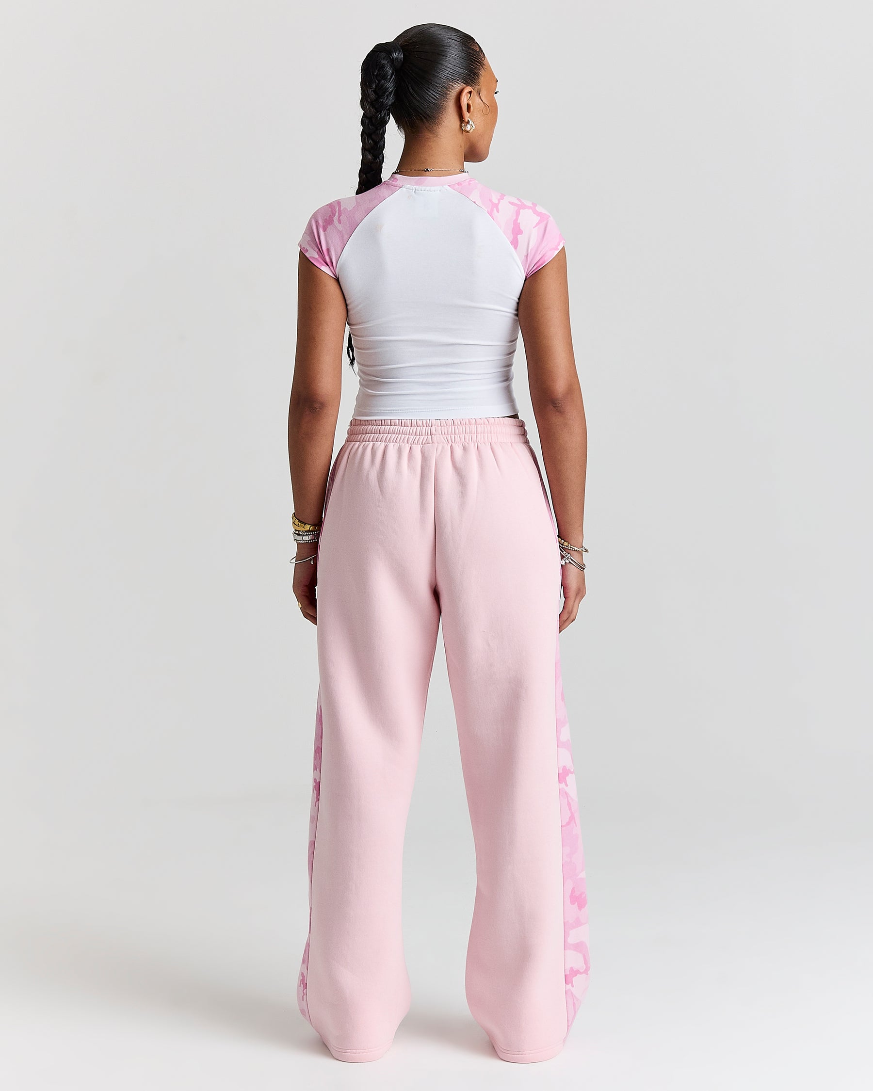 Field Oversized Wide Leg Joggers - Pink/White/Camo