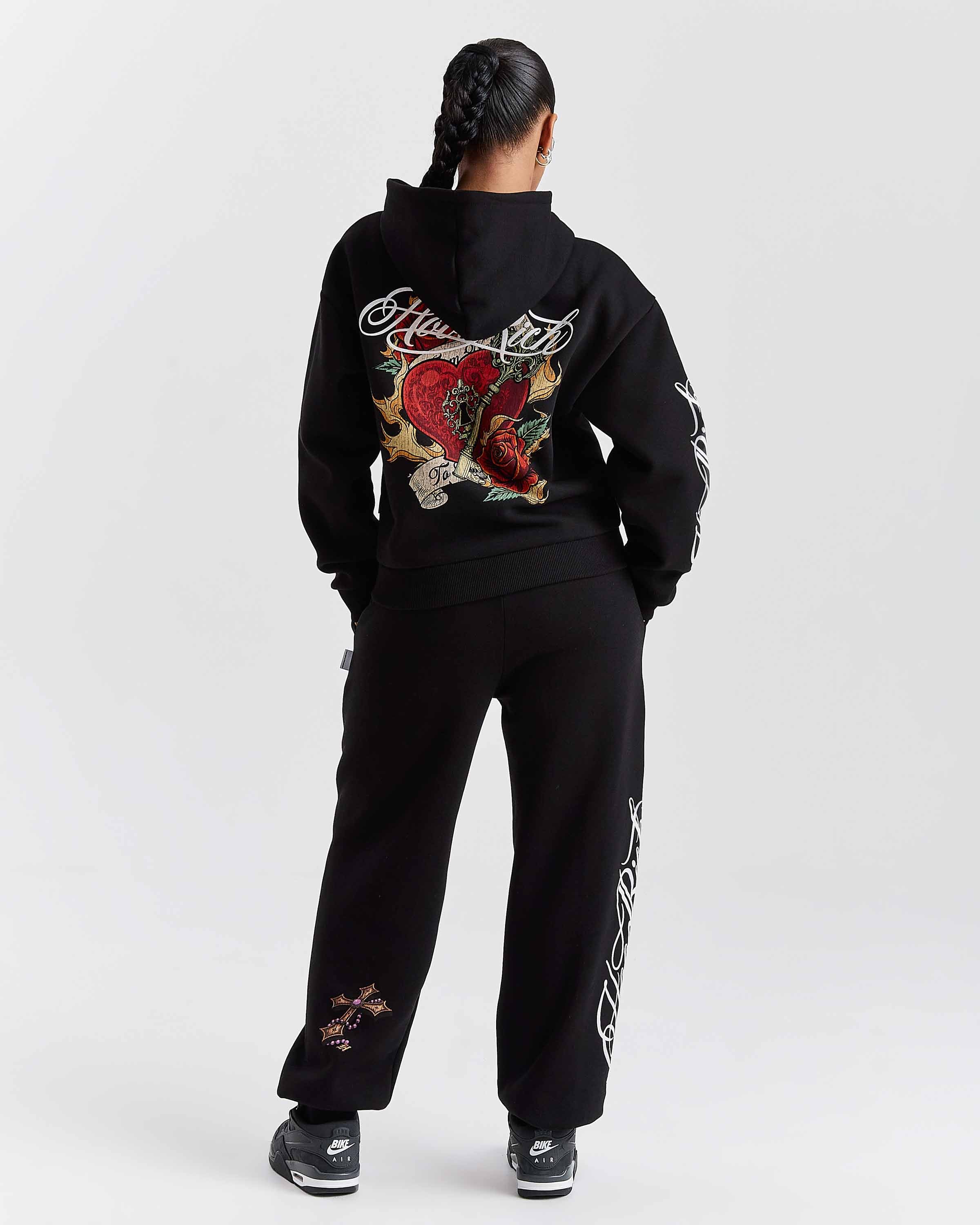 Vox Mid Length Zip Hoodie - Black/Red