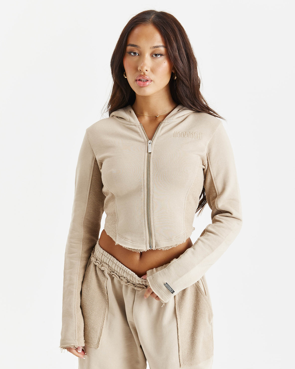 Havoc Corset Zip Hoodie - Beige