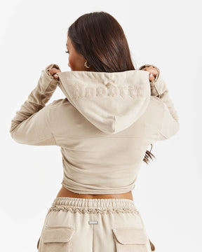 Havoc Corset Zip Hoodie - Beige