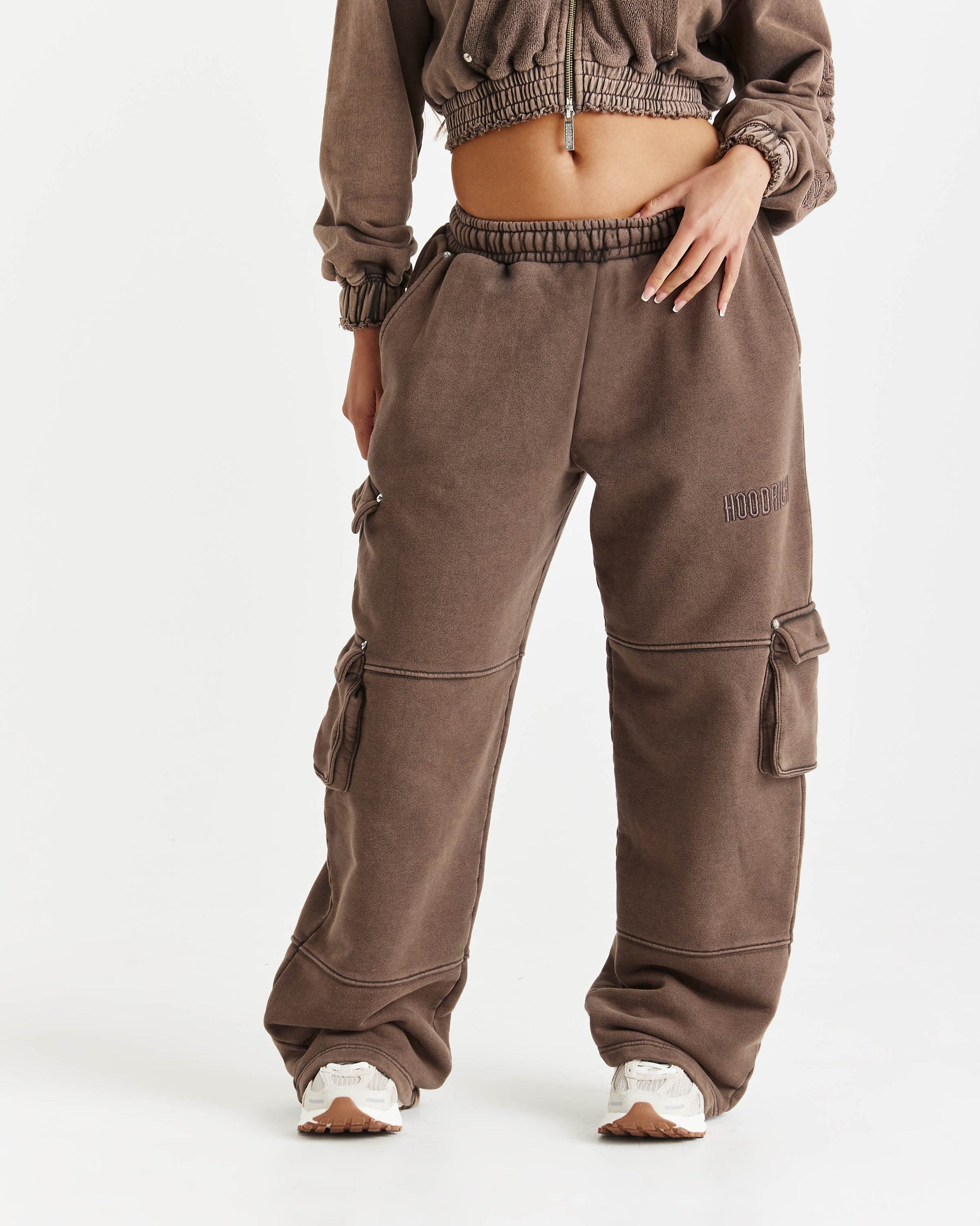 Collision Oversized Wide Leg Joggers - Brown