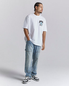 Fortune Oversized T-Shirt - White/Black/Blue