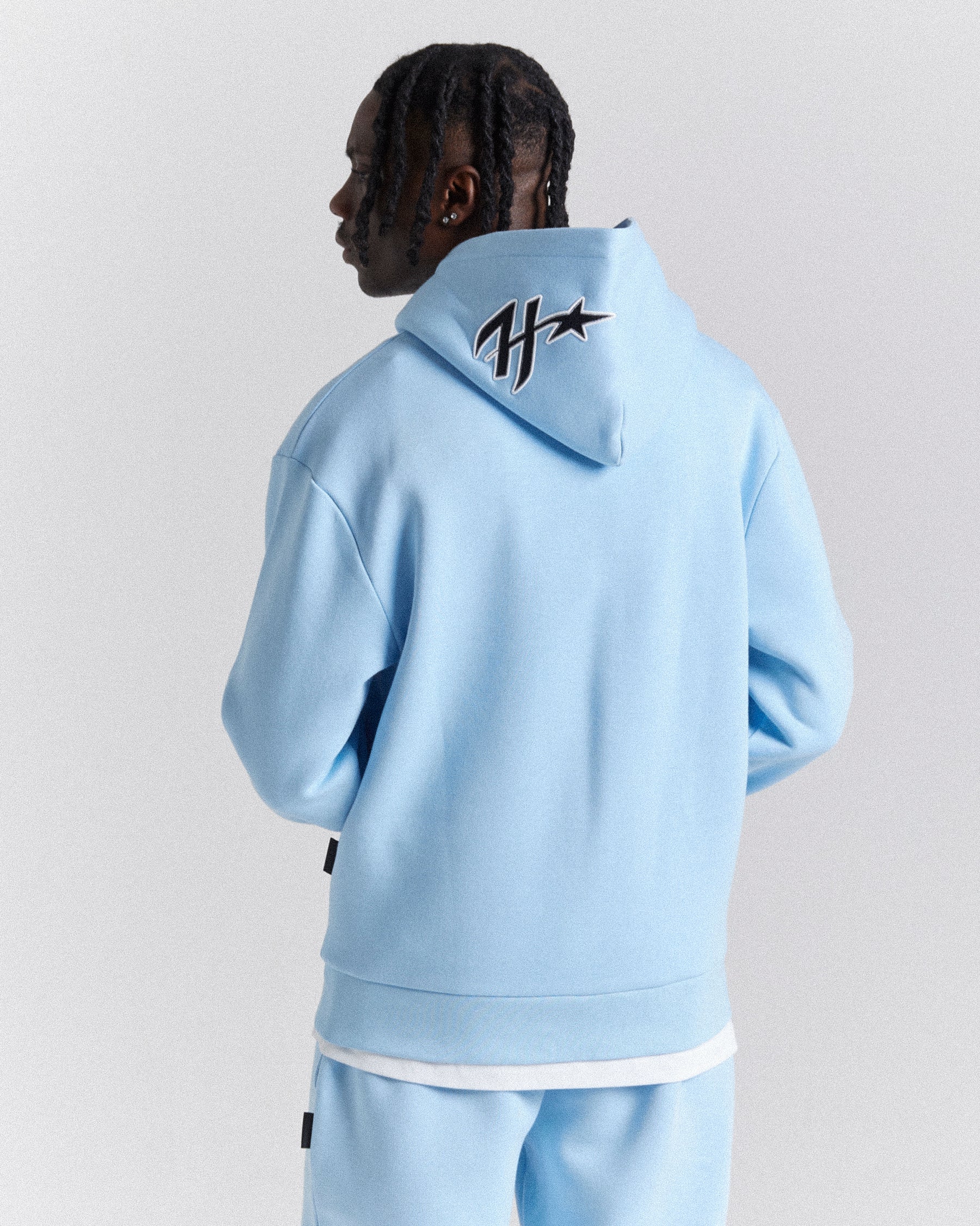 Galaxy Oversized Hoodie - Light Blue/White/Black