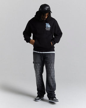 Tornado Oversized Hoodie  - Black/White/Blue