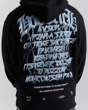 Tornado Oversized Hoodie  - Black/White/Blue