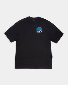 Wall Art Oversized T-Shirt - Black/White/Blue