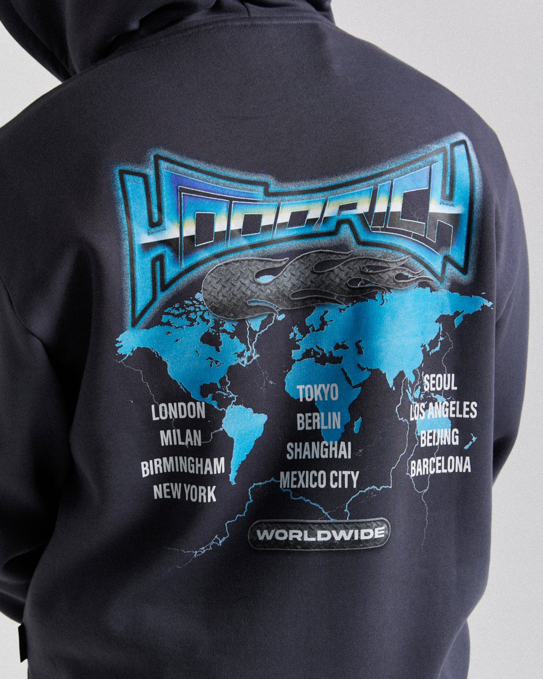 Worldwide Oversized Hoodie - Blue/White