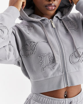 Mist Cropped Zip Hoodie - Grey