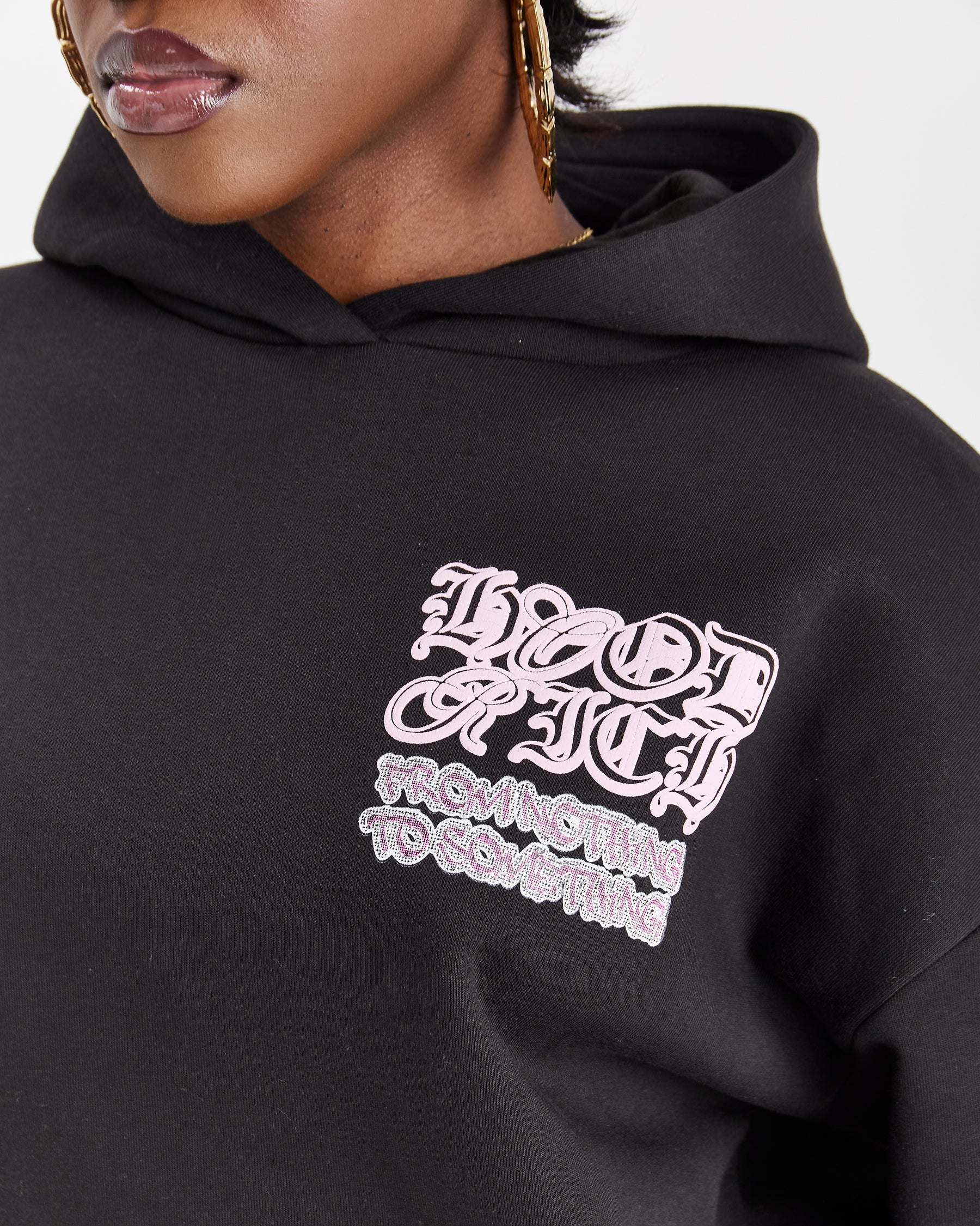 Jewel Oversized Hoodie - Black/Pink