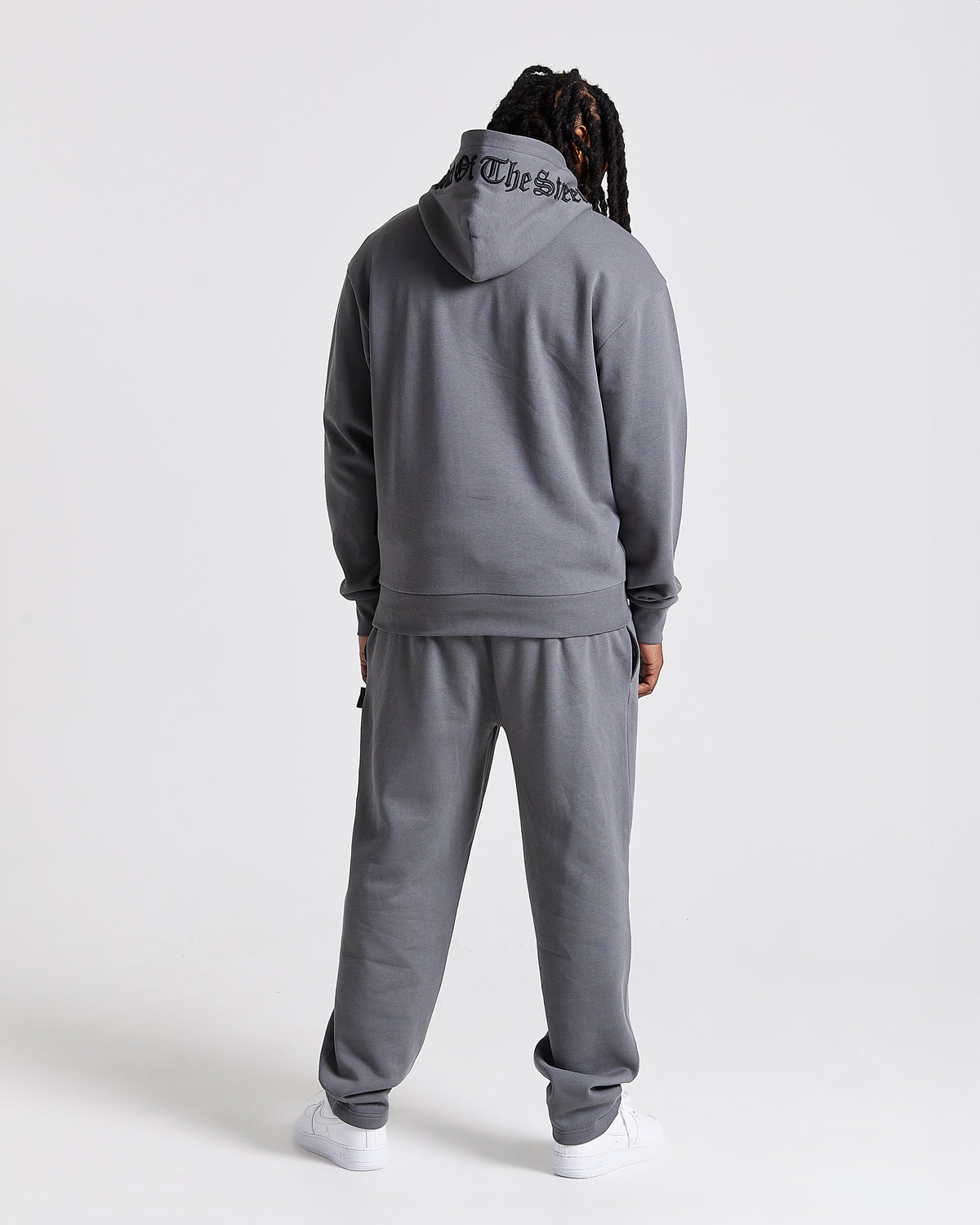 Men's Iron Oversized Full Tracksuit - Grey/Rhinestones
