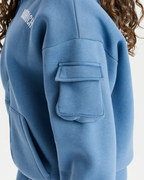 Luna Full Zip Hoodie - Blue/Cream