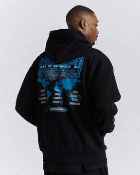 Worldwide Oversized Hoodie - Black/White/Blue