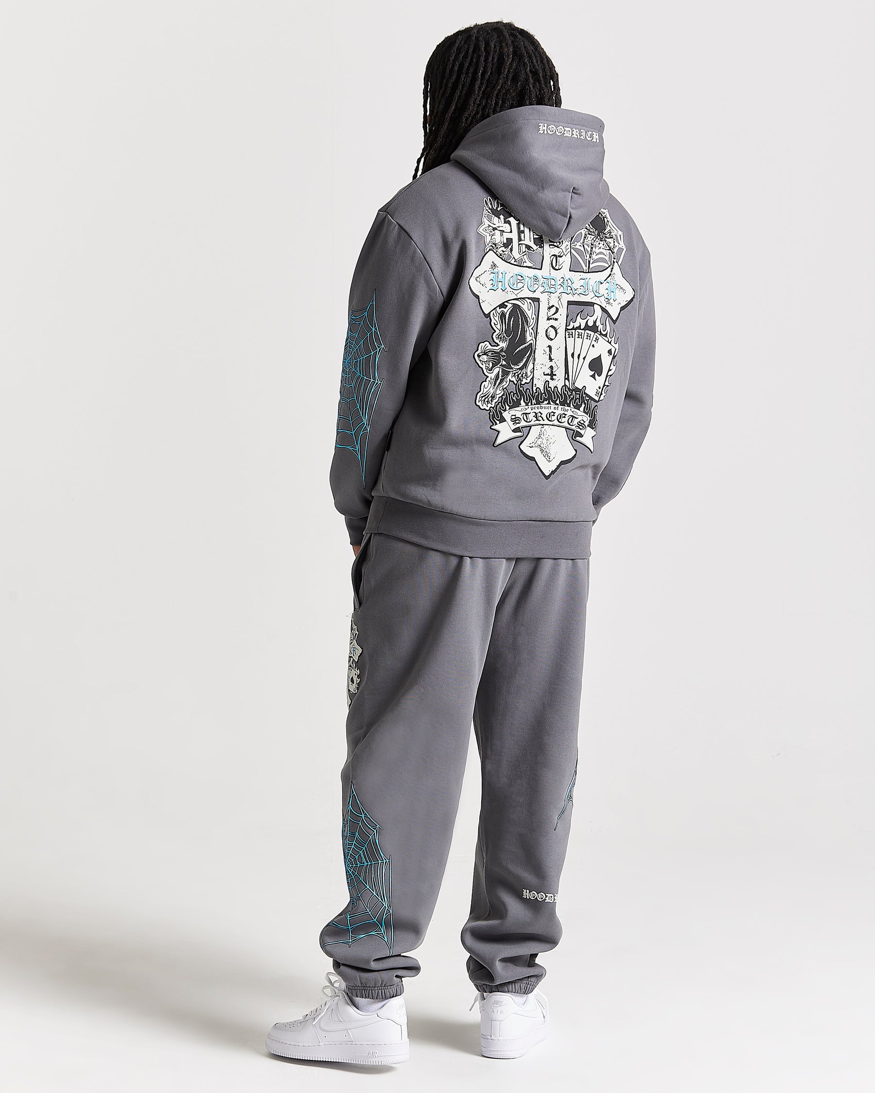 Cross Oversized Hoodie - Grey/Blue