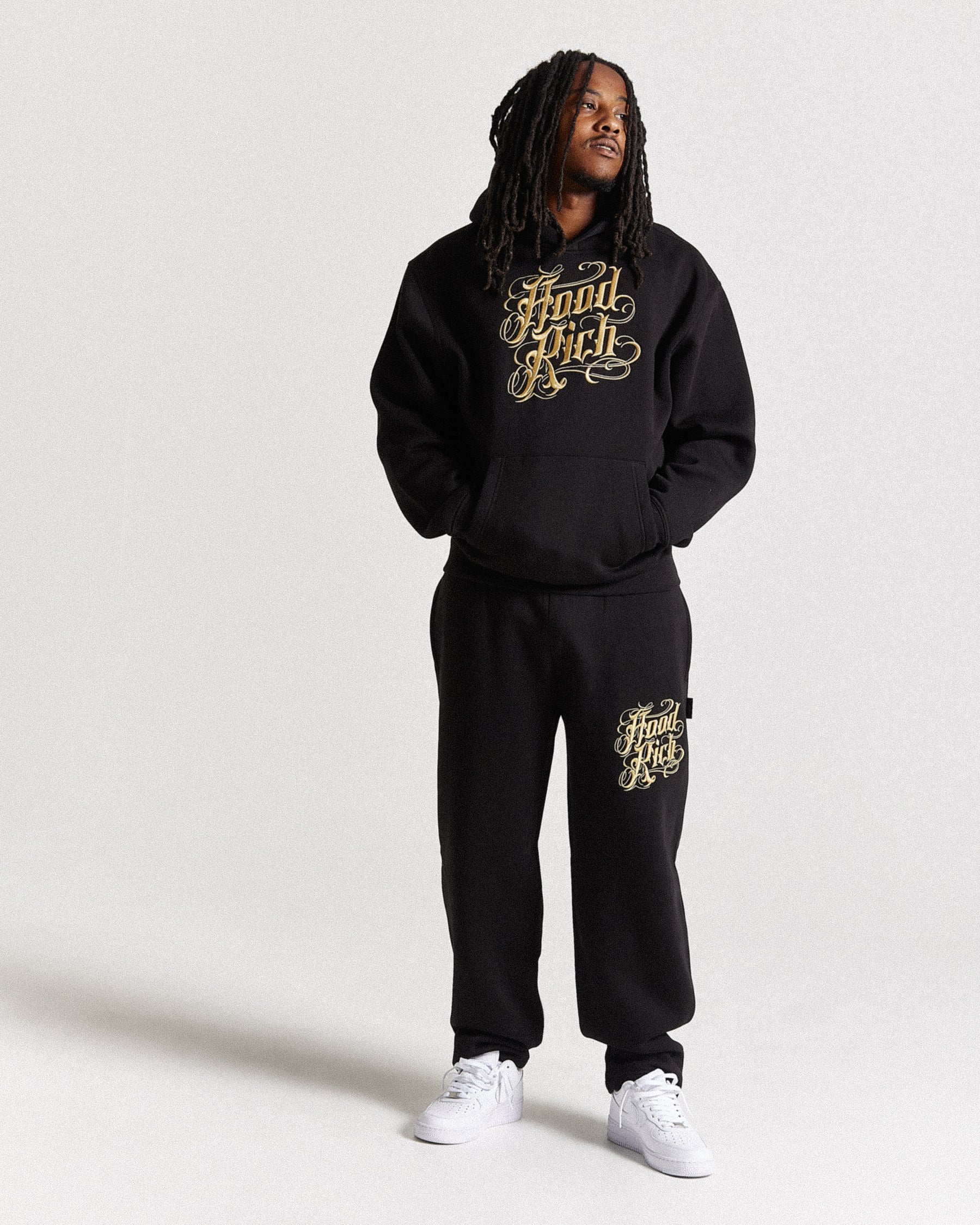 Script Oversized Hoodie - Black/Gold